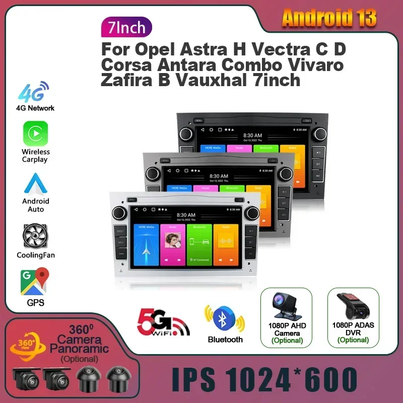 Schermo stereo 2 Din Android 13 per Opel Astra H Vectra CD Corsa Antara Combo Vivaro Zafira B Vauxhal 7 pollici