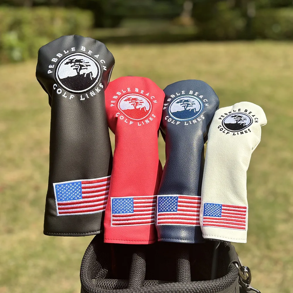 USA Pebble Beach Golf Club Driver Head Cover US Flag Golf Links Tree Golf Fairway Wood Hybrid Head Cover for Scotty Cameron