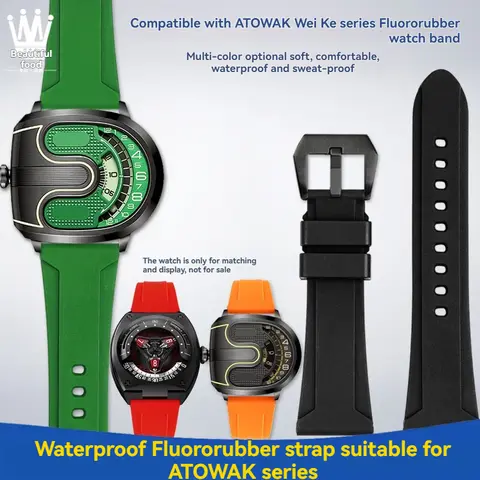 Für ATOWAK Wiezikè Kreative Uhr U-förmigen Supercar Platz Wein Barrel Wasserdichte Fluororubber Armband Zubehör Männlich 24mm