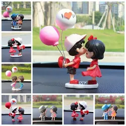 Home Decor Car Ornaments Creative Cartoon Cartoon Couples Model Toys Cute Resin Kiss Balloon Action Figure Car Decoration