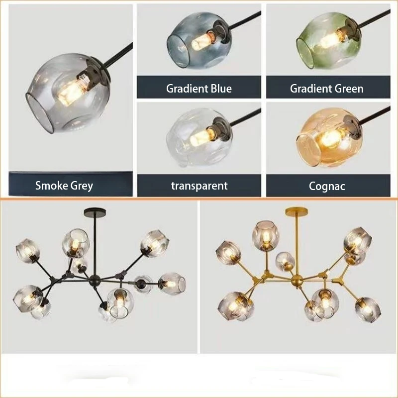 Magic Bean Molecular Glass Lampshade Accessories in Multiple Colors Available DIY Lampshade Smoke Grey Cognac Glass Lampshade