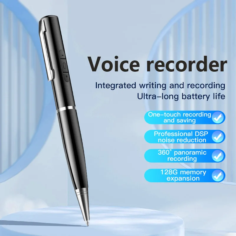 One Click Operation AI Digital Voice Recorder Pen Noise Reduction Audio Recorder with Playback Rechargeable Writing Pen Recorder
