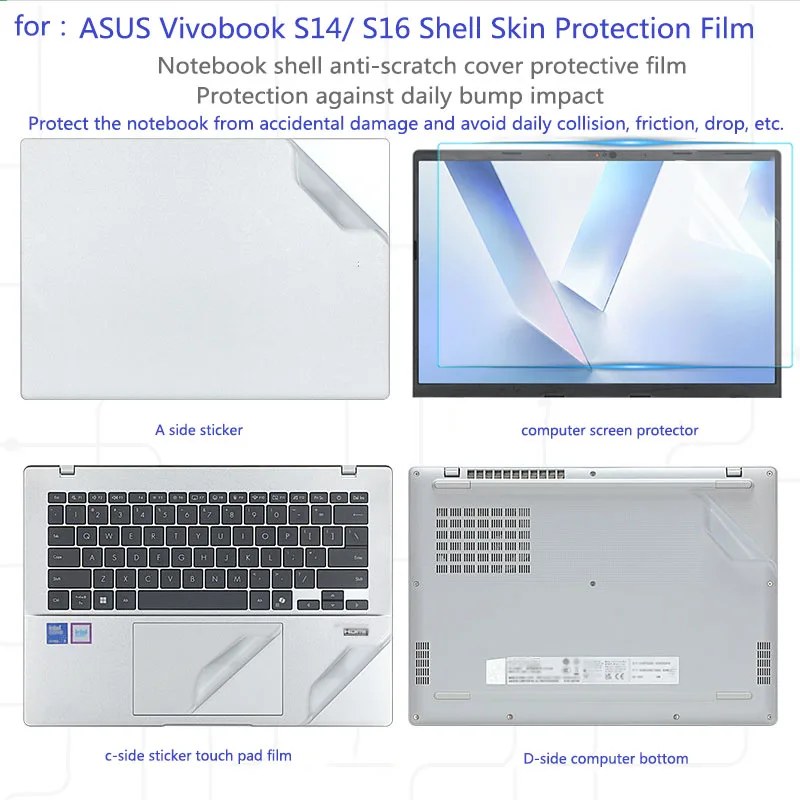 For ASUS Vivobook S14/S16/S15 notebook shell skin protection film S3407C M3607HA anti-scratch sticker M1407 body cover film