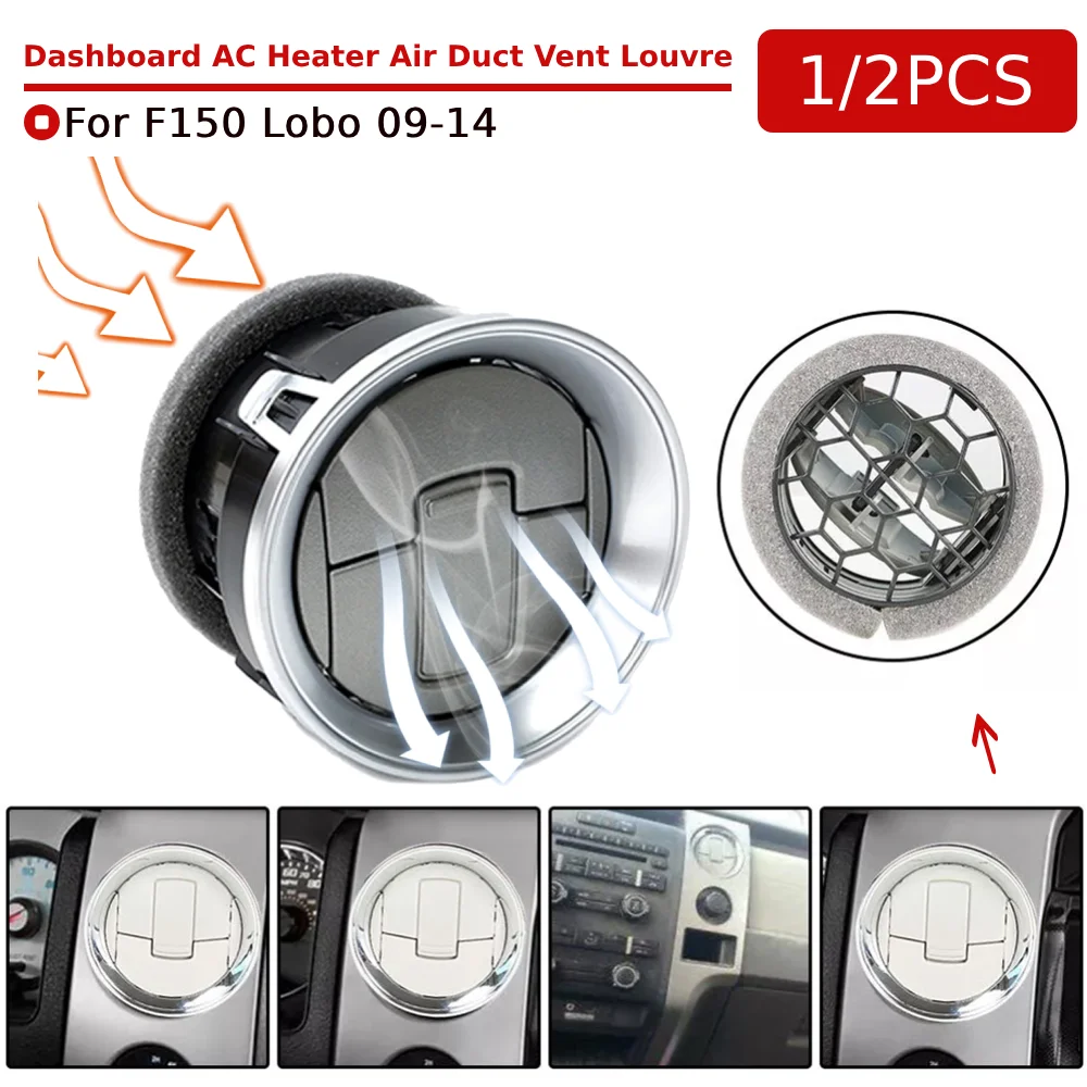 1/2PCS Dashboard AC Heater Air Duct Vent Louvre Front Dashboard Louver AC Heater Chrome Air Vent for F150 Lobo 09-14