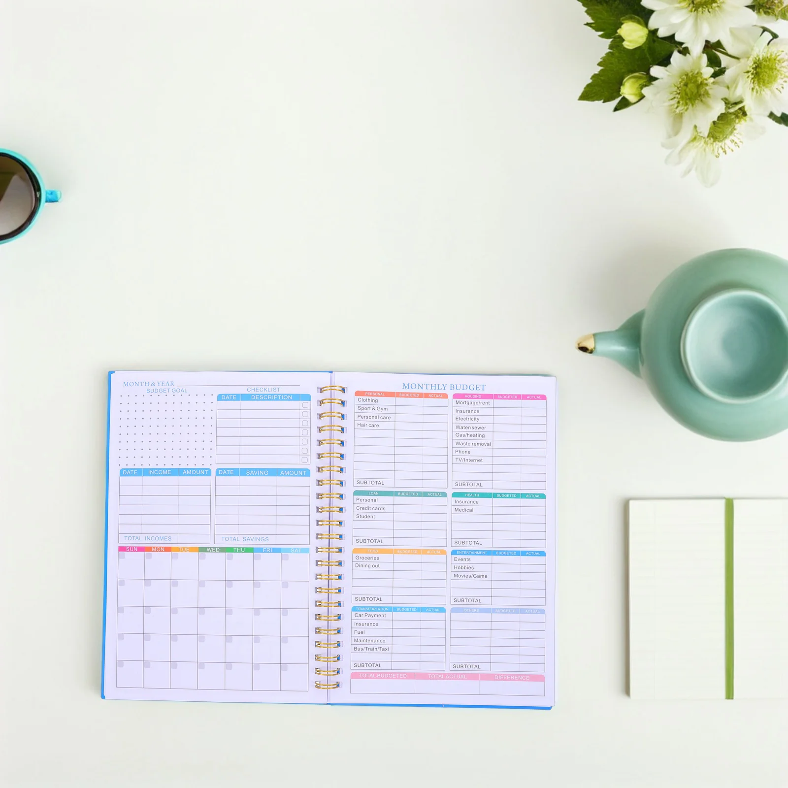 A5 Budget Planner Undated Portable Financial Management Notebook for Expense Tracking Monitoring Monthly Bill