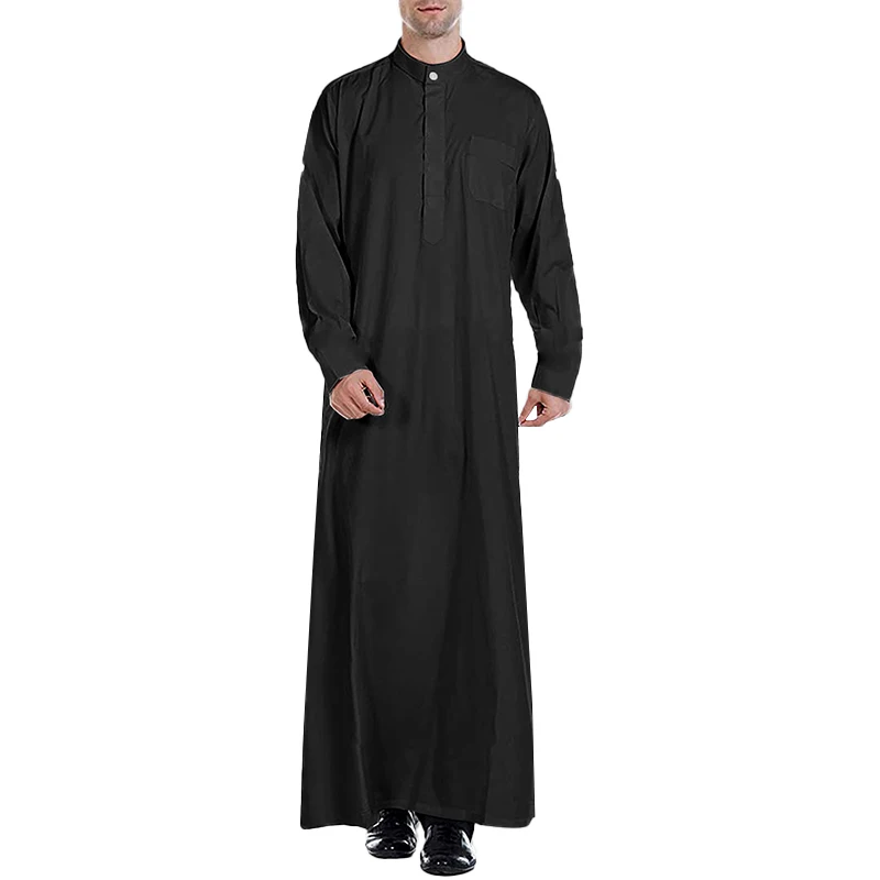 Premium Mens Ramadan Kandora Thobe - Long Sleeve, Solid Band Collar, Elegant Arabic Gown - Perfect for Ramadan & Eid Aladha Cele