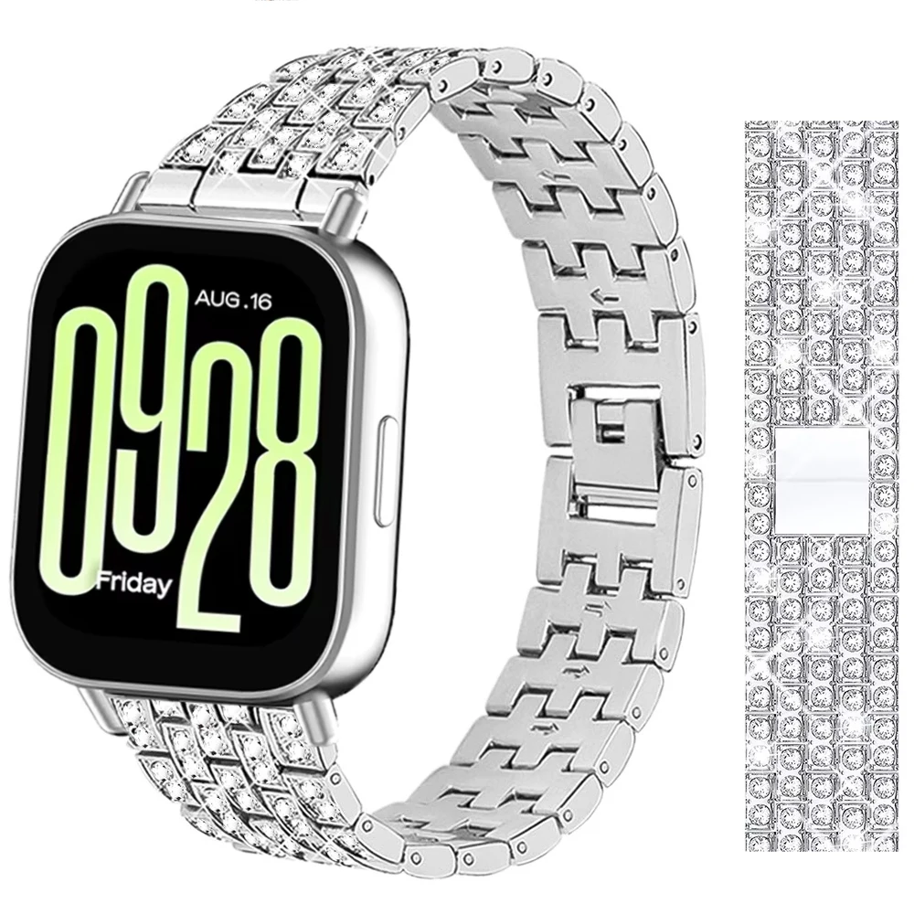 Stainless Steel With Diamond Watchbands For Redmi Watch 5 Lite 22mm Women Strap For Redmi Watch 5 Active Bracelet Metal Correa