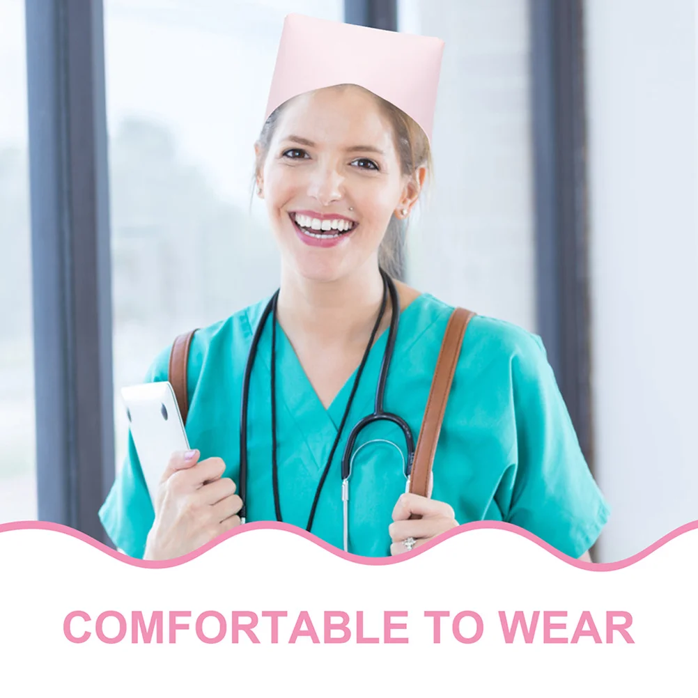 Chapeau d'infirmière en coton rose, 2 pièces, casquette de gommage médical, confortable et respirante pour les étudiants en soins infirmiers, événements scolaires, jeu de rôle