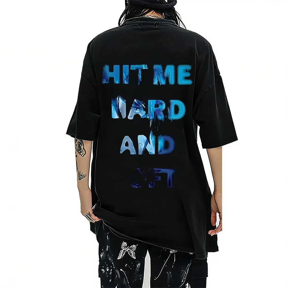 

Hit Me Hard and Soft Same Style Face Graphic T-shirt Men Women Fashion Pop Music T Shirts Unisex 100% Cotton Oversized T-shirts