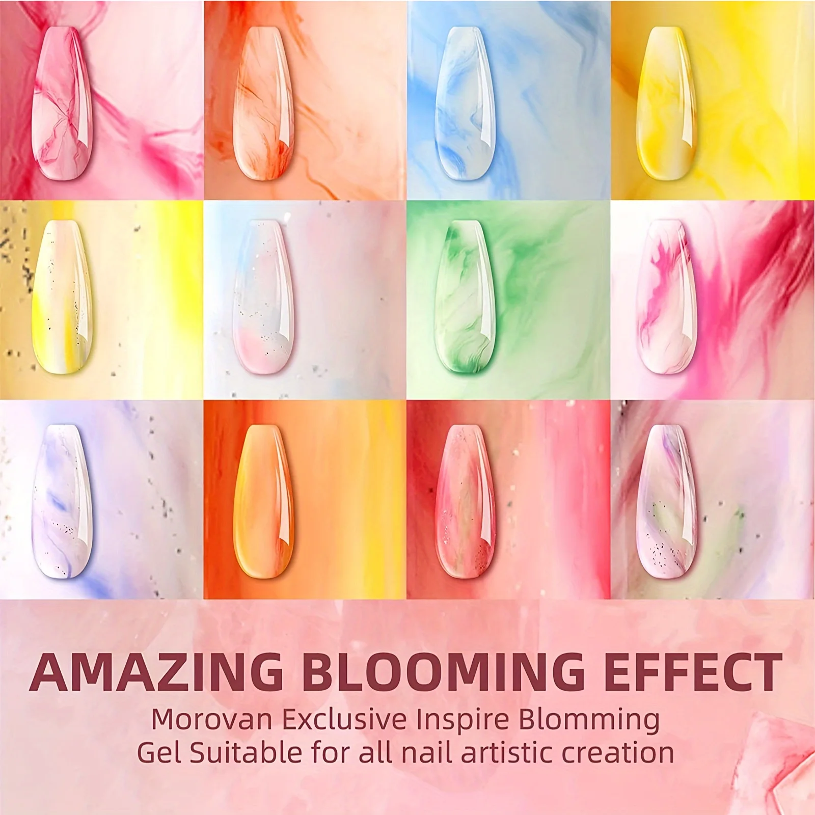 Morovan immersion transparent blooming gel nail polish, used to apply marble watercolor gel polish 15ml 0.5floz, with nail brush