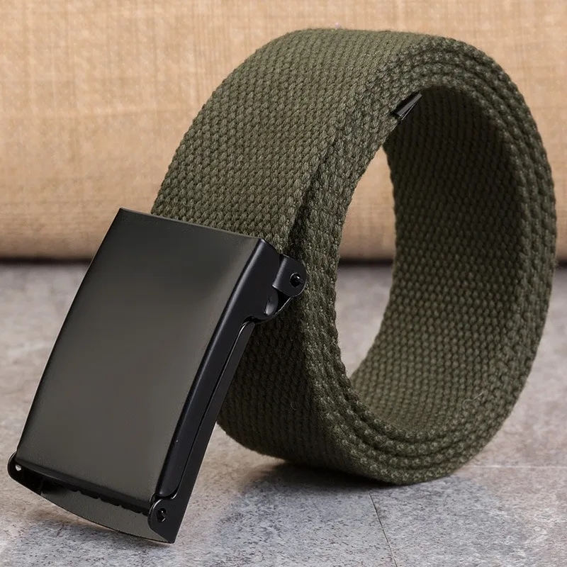 New Flip Buckle Design Waist Belt Men's Women's Solid Color Pants Belt Casual Multifunctional Canvas Waist Belt image 2