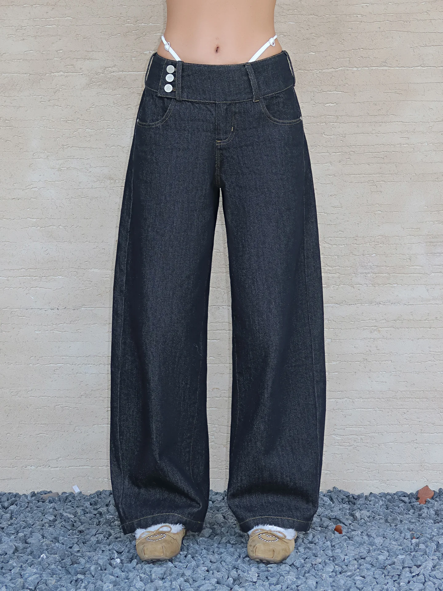 

Low Waist Wide Leg Knife Denim Jeans Women's Embroidered Loose Fit Non Fading Long Trousers American Style Hot Girl