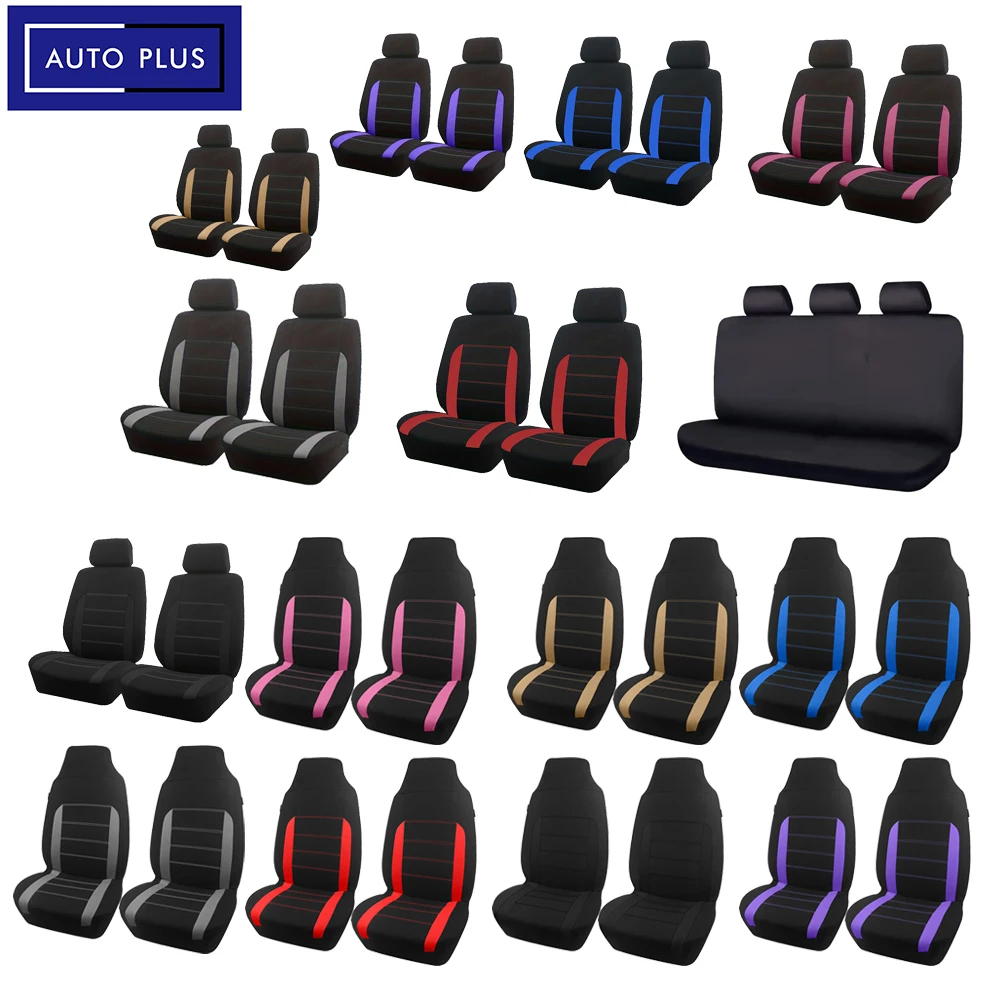 AUTO PLUS Universal Polyester Fabric Car Seat Covers Fit For Most Car Suv Truck Van Car Accessories Interior Airbag Compatible