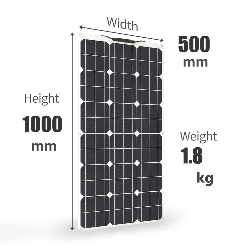 500W 1000W Flexible Solar Panel Battery Charger Photovoltaic Panel Cell for Camper RV Home Roof Balcony Waterproof Freeship