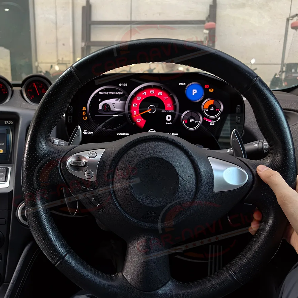 12.3 Inch Digital LCD Instrument Cluster Virtual Cockpit For Nissan 370Z Wireless CarPlay Android Auto GPS Navigation