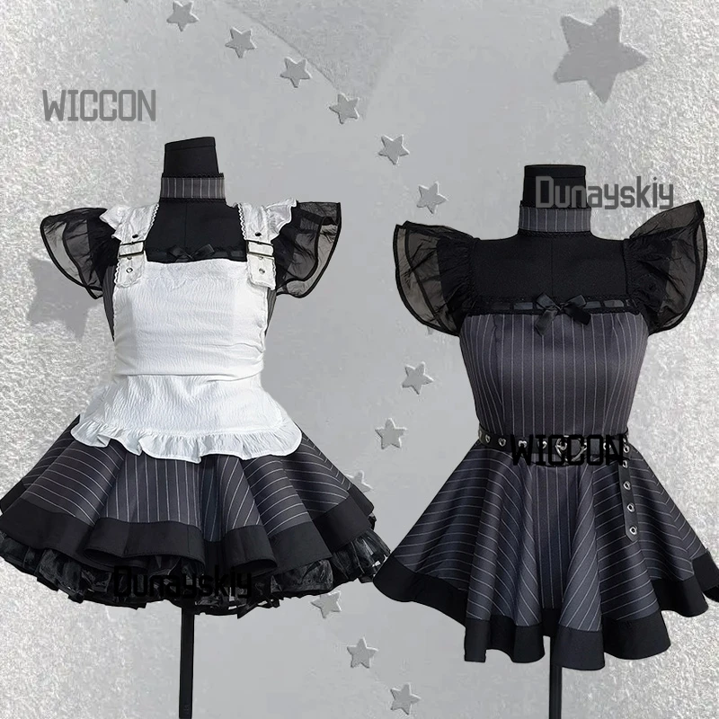 

Jirai Kei, готические темные костюмы для косплея, японское платье Лолиты Rojita, крутое платье горничной в стиле панк, вечерние, повседневный косплей на Хэллоуин