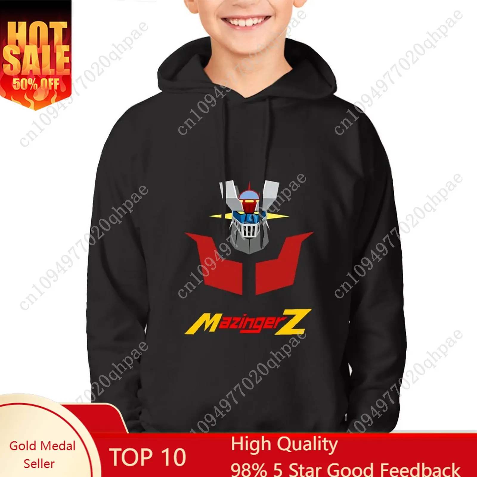 

Толстовка с капюшоном Mazinger Z для мальчиков и девочек, детская хлопковая термокофта, легкая, дышащая, удобная, изготовленная на заказ, весенне-осенние топы