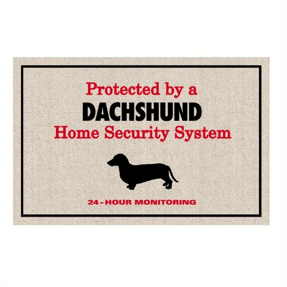 Protected by a Dachshund Doormat - Fun Design, Brings Humor and 24-Hour Security Charm to Your Home Entrance