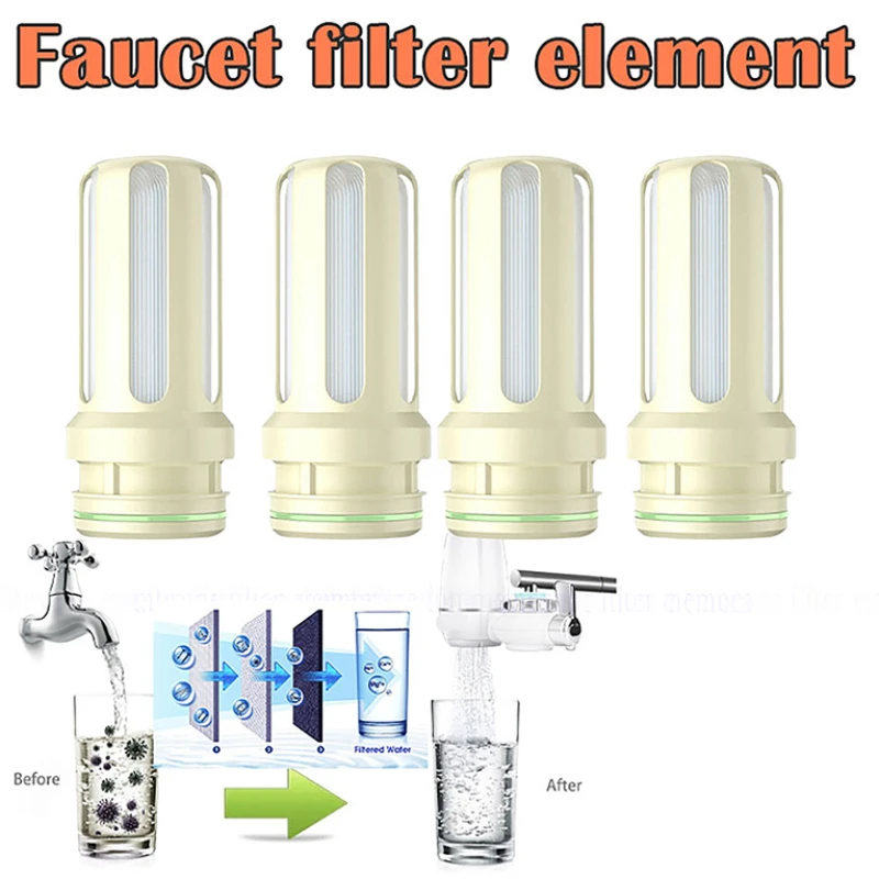 Water Filter Cartridges Kitchen Faucet Tap Water Purifier Activated Carbon Replaceable Ultrafiltration Membrane Filter Element