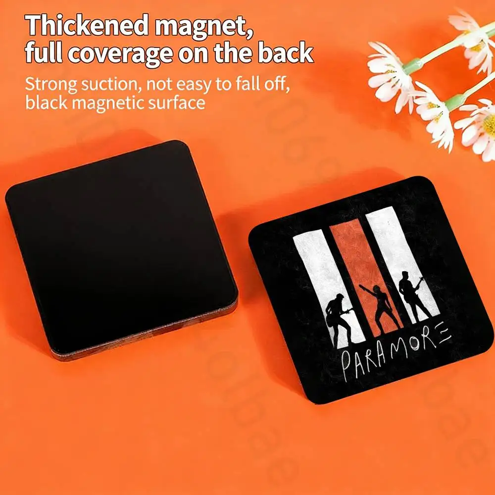 P-Paramore Fridge Magnet Personalized Magnetic Durable Plastic Square Picture Surface Fridge Magnets