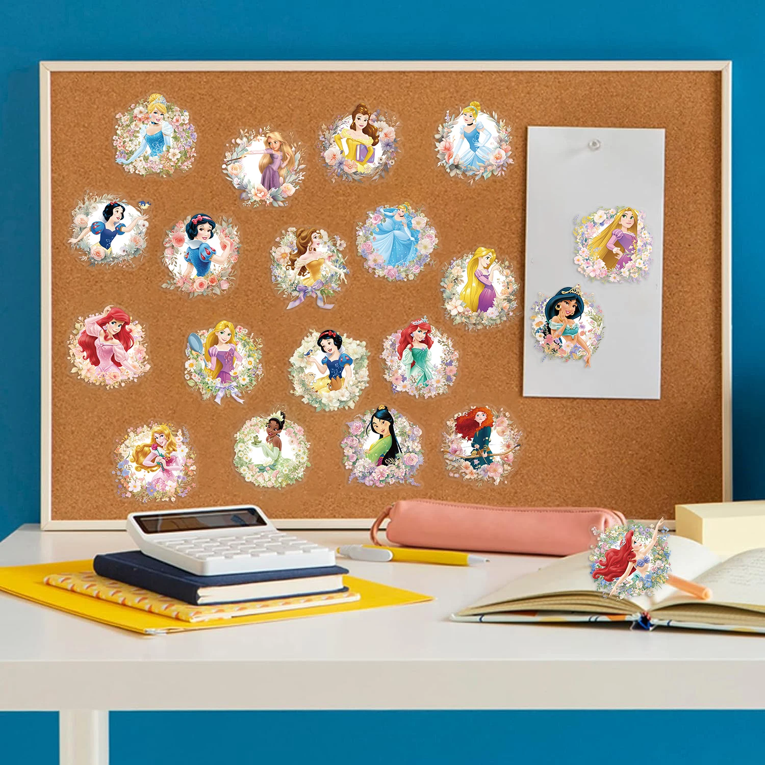 50 قطعة من ملصقات ديزني للأميرة 4 دفتر مذكرات للأمتعة ولوح التزلج وملصقات كرتونية ممتعة لتزيين الهدايا الكلاسيكية #4