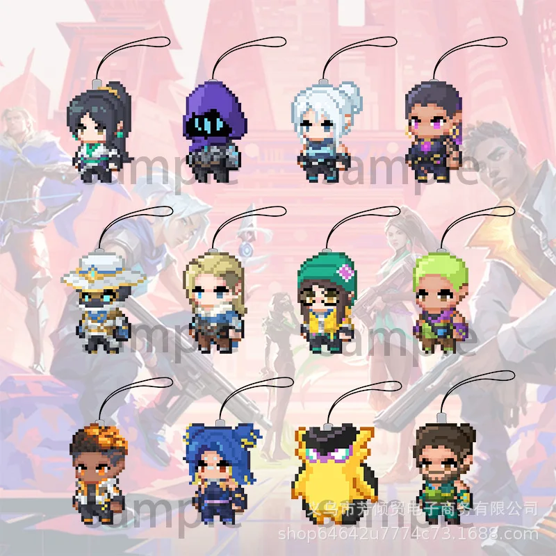 Valorant Acrylic Keychain Jett Sage Clove Raze Reyna Mini Key Ring Peripheral Backpack Hanging Ornament Universal Phone Chains