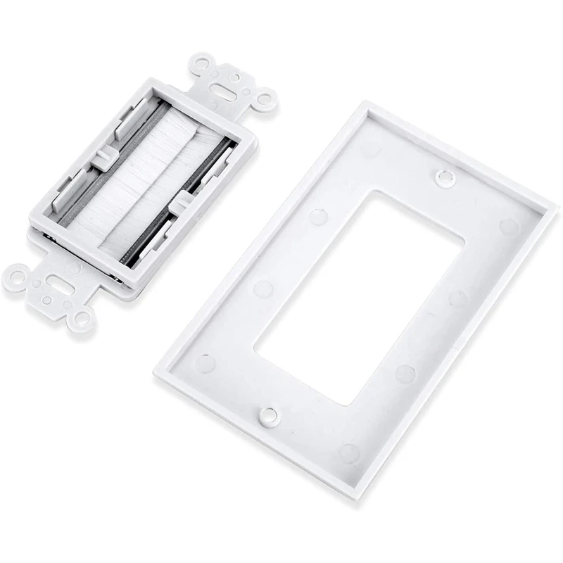 5 Pack Brush Wall Plate 1-Gang Wall Plate, Brush Style Opening Pass Through Low Voltage Cable Plate In-Wall Installation