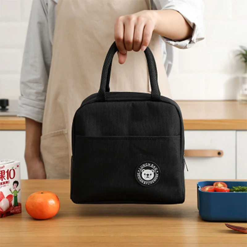 Fiambrera térmica con asa para mujer y niño, bolsa de almuerzo con aislamiento, almacenamiento de alimentos portátil, ideal para el desayuno