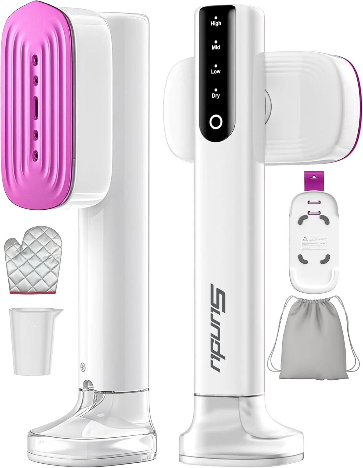 Plancha Sund con vapor, vaporizador portátil para ropa de 1000W, 25 g/min, tiempo de ejecución de 20 minutos, calentamiento rápido de 15 segundos, panel cerámico, rearrugas de viaje