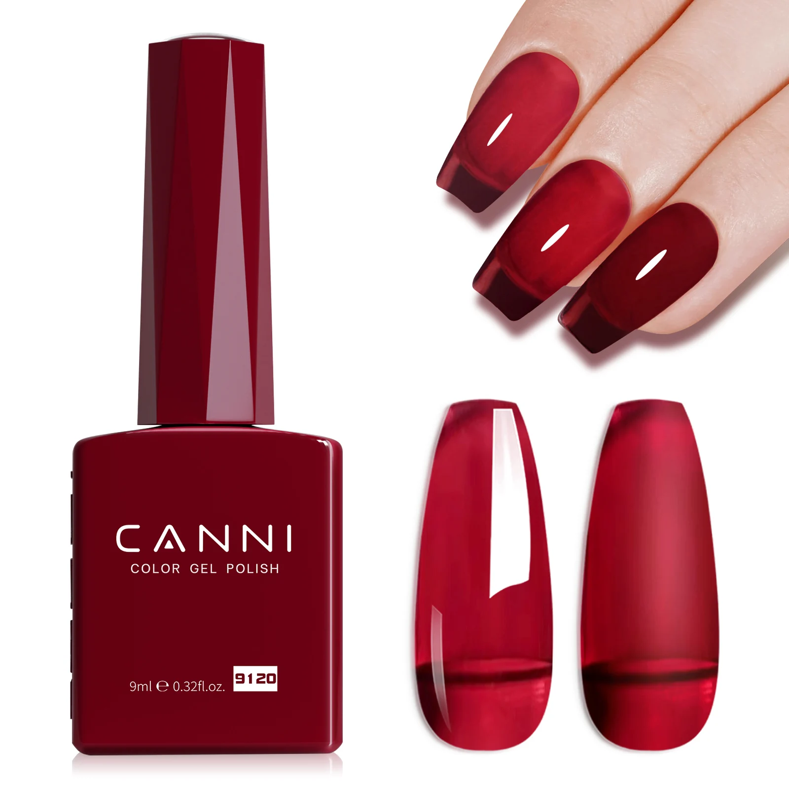 CANNI Gel-Nagellack # 9120 Tiefrote Farbe HEMA-FREI TPO-FREI Abziehbares UV-LED Langanhaltender Hochpigmentierter Nagelstudio-Maniküre-Gel – Detail 7
