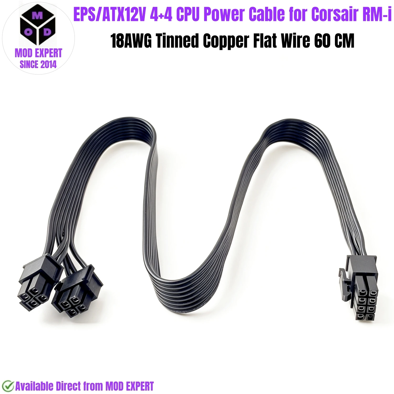 For Corsair RM-i Type 4 PSU, 4+4 EPS/ATX12V 18AWG 60CM CPU Power Cable for Corsair RM1000i, RM850i, RM750i, RM650i Modular Power