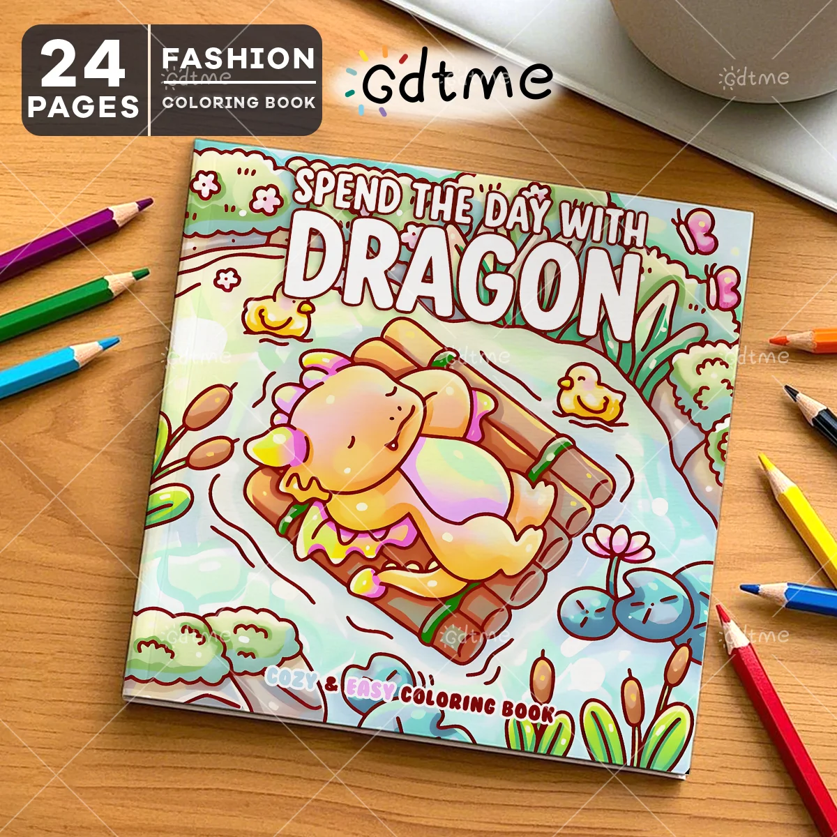 SPEND THE DAY WITH DRAGON Coloring Book for Adult Relieve Stress Kill Time DIY Painting Drawing Book