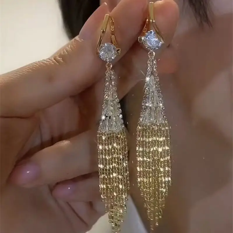Luxury Wheat Tassel Earrings for Women Shiny Delicate Ear Buckle Fashion Elegant Versatile Ear Jewelry Party Wedding Gifts
