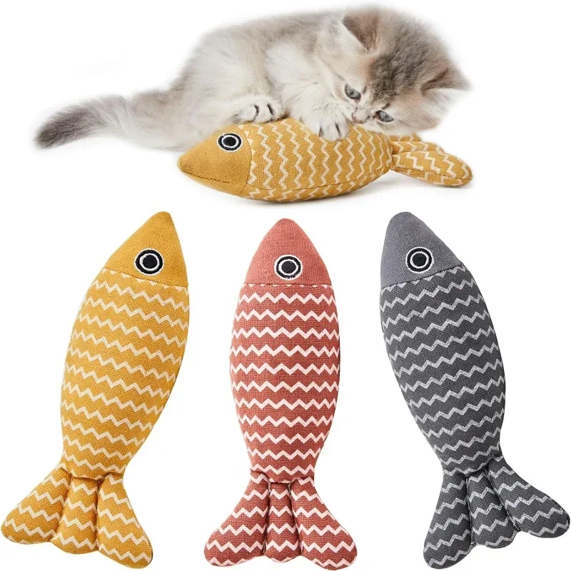 Cat Toys Interactive Grinding Teeth Chewing Toy with Catnip Fish Shape Pet Pillows Kittens Cats Toy Cat Supplies