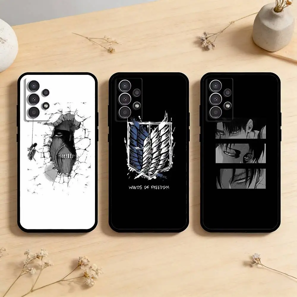 

AAA Luxury Hot Anime Attack On Titan Phone Case For Samsung Galaxy A73,A72,A71,A70,A53,A52,A51,Others Soft Black Cover