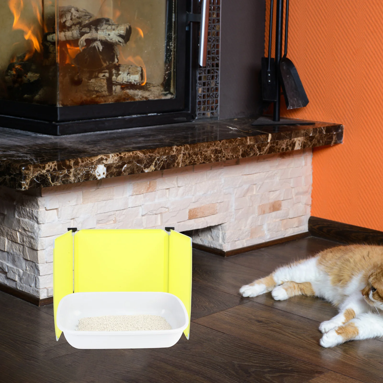 

3 Pcs Cat Litter Box Enclosure Large Size Fruit Green Pattern Black Clips Pet Supplies