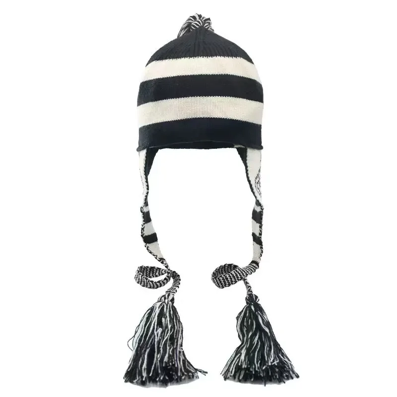 Anime NANA Hat Stripe Tassel Ear Protection Woolen Lei Feng Hat Warm Knitted Flying Hat Trendy Accessories Cosplay Fans Gifts view 4