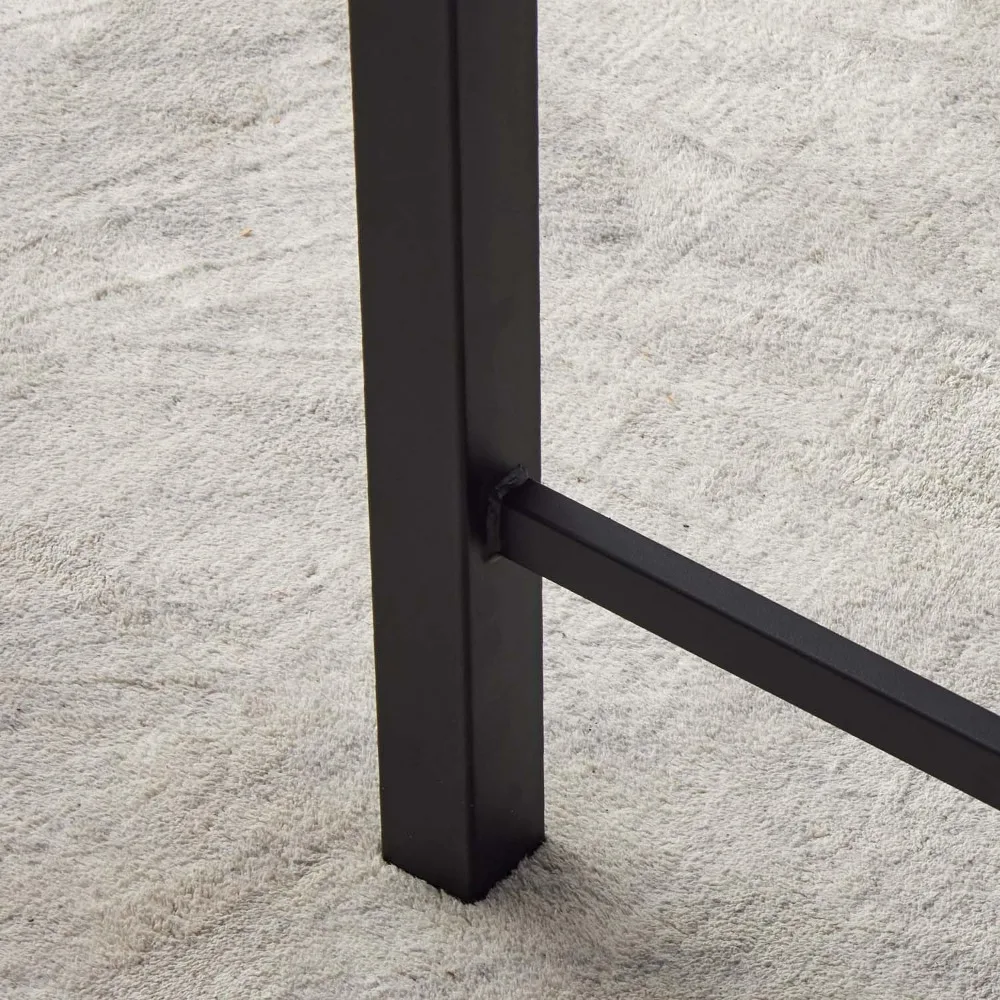 Outdoor Bar Table, 36.5 Height Square Patio Pub Table with Heavy-Duty Metal Frame and Weather-Resistant Slatted Top for Garden,