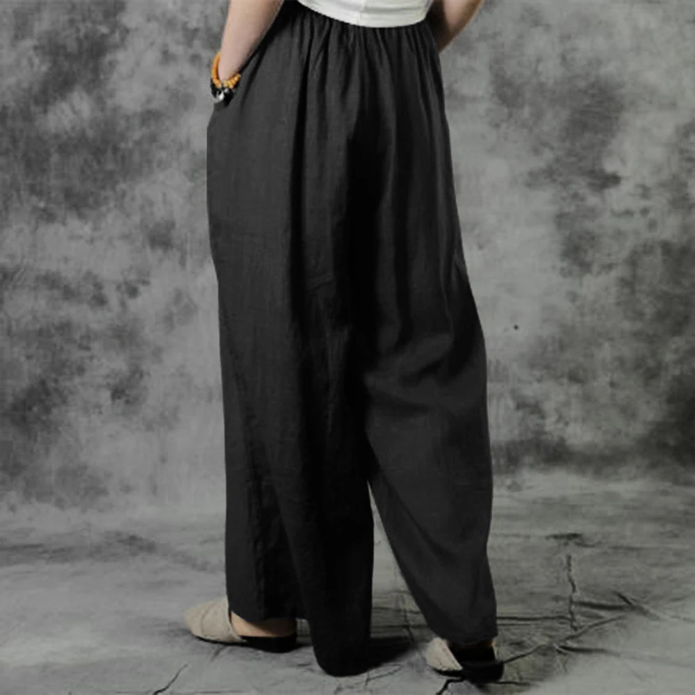 M L XL 2XL High Waist Long Pants for Women Clothing 2024 Summer Solid Casual Black Wide Leg Trousers Fashion Korean Length Pants