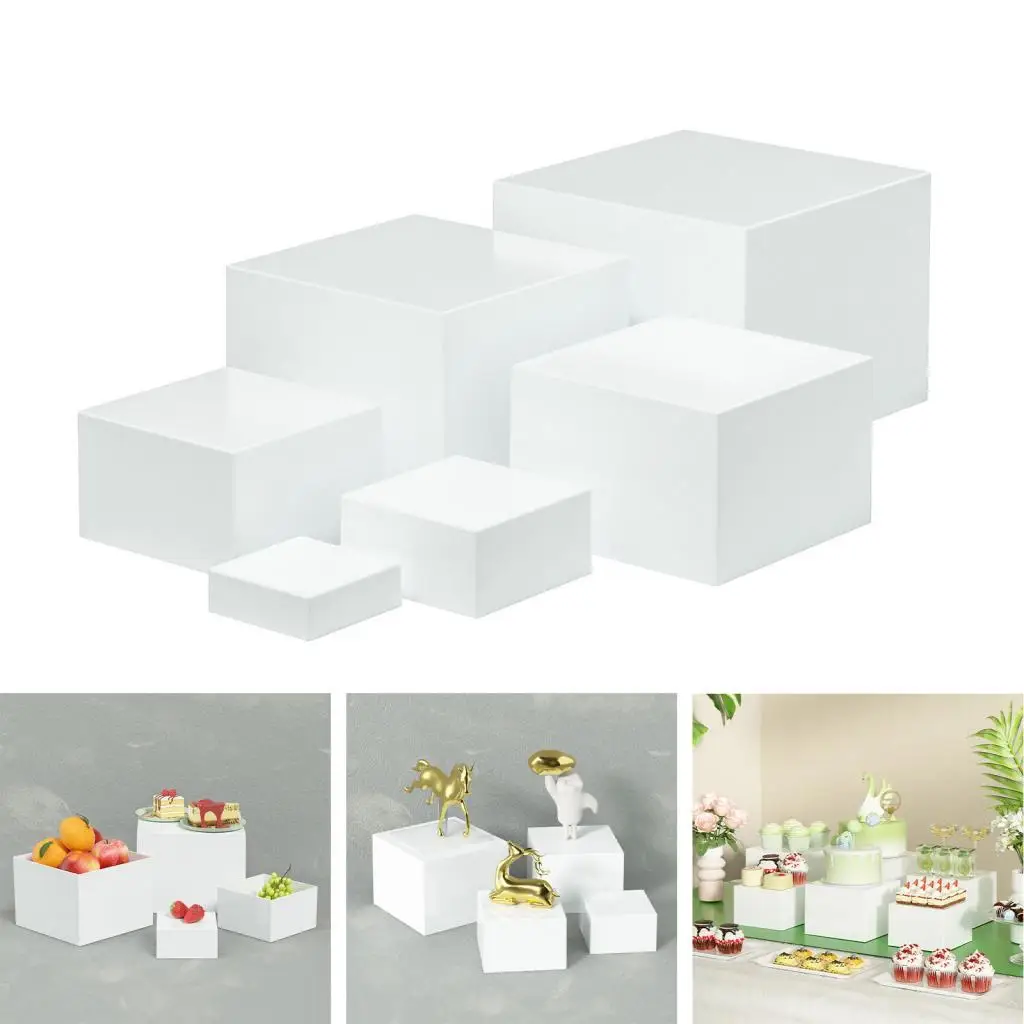 

6x Acrylic Buffet Riser Display Rack Stackable Space Saving with Hollow bottoms Food Risers for Wedding Cupcake Candy Food Party
