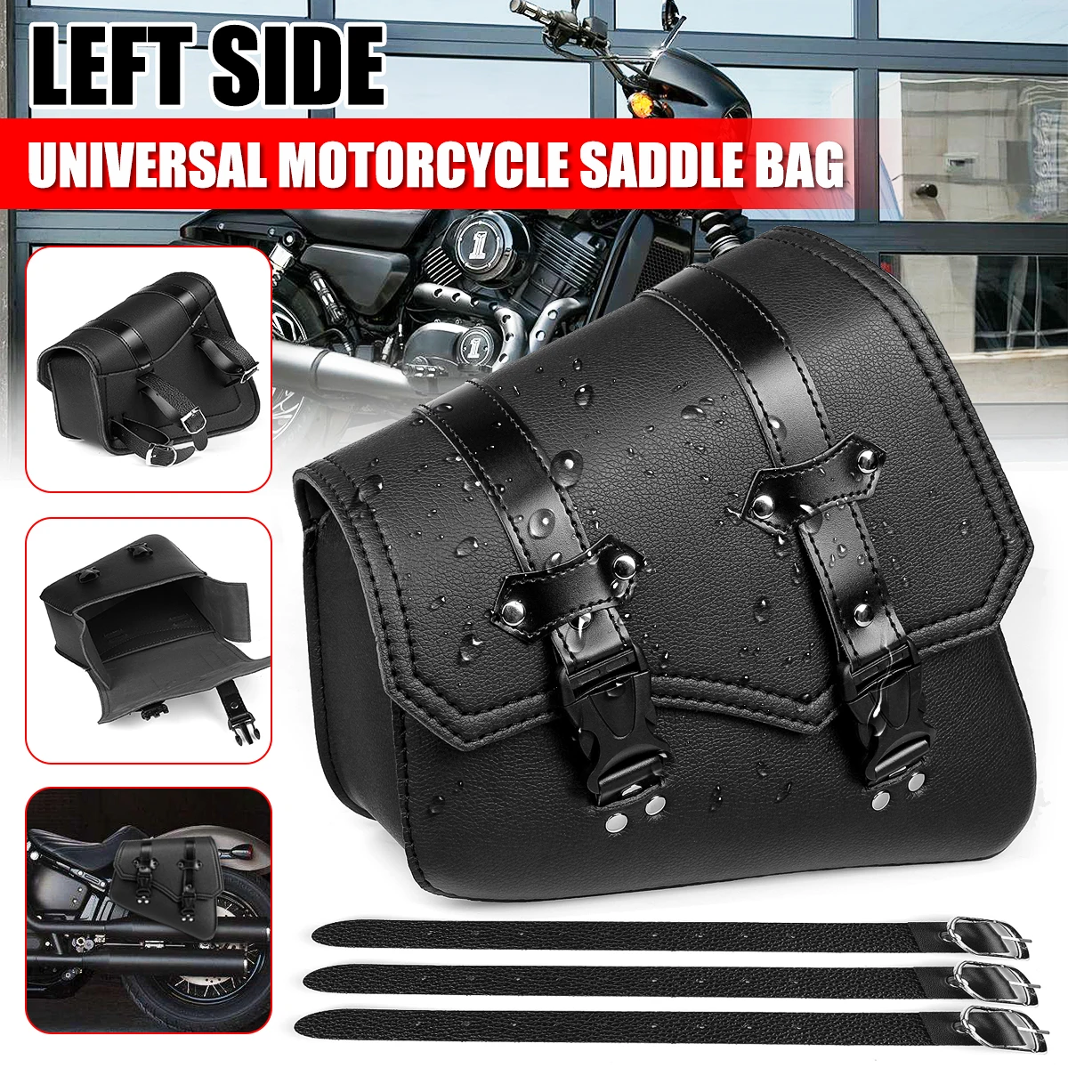 Borsa Laterale per Moto in Pelle PU, Portaoggetti per Attrezzi, Compatibile con BMW/Yamaha/Suzuki