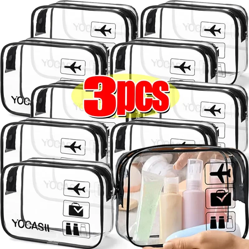 1/3pcs Transparent Zipper Makeup Bag Organizer Box Men Women Travel Clear Cosmetic Bag Waterproof Toiletry Wash Make Up Bags