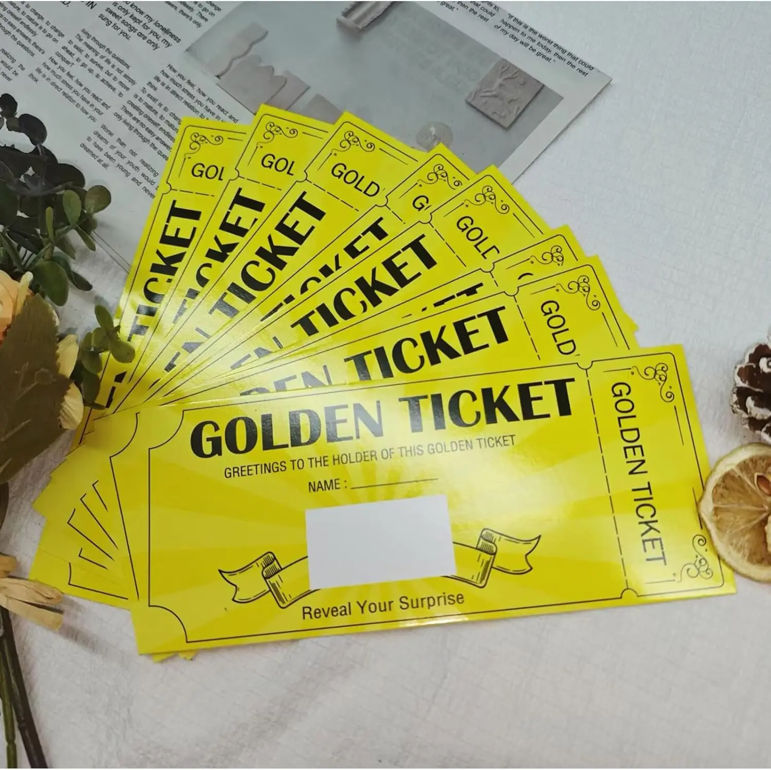 8 Pack Golden Ticket Surprise Scratch Off Cards with Envelope Premium Surprise Birthday Card