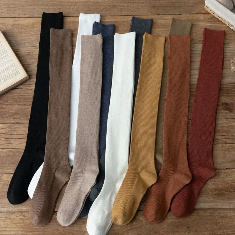 1/2pairs Woollen Stockings for Women Cashmere Warm Over Knee-High Boot Calf Socks Solid Wool Thigh Long Socks Tube Girl Legging