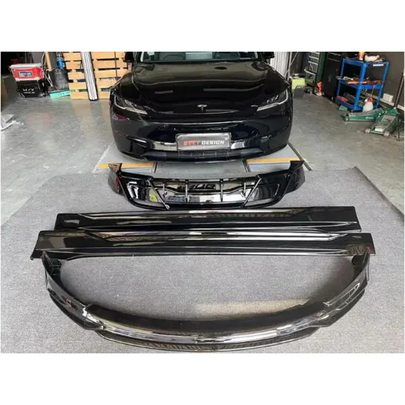 

For Tesla Model 3 2023 2024 Bumper Front Lip Rear Trunk Diffuser Cover Side Skirt BK High Quality ABS Black Knight Body Kit