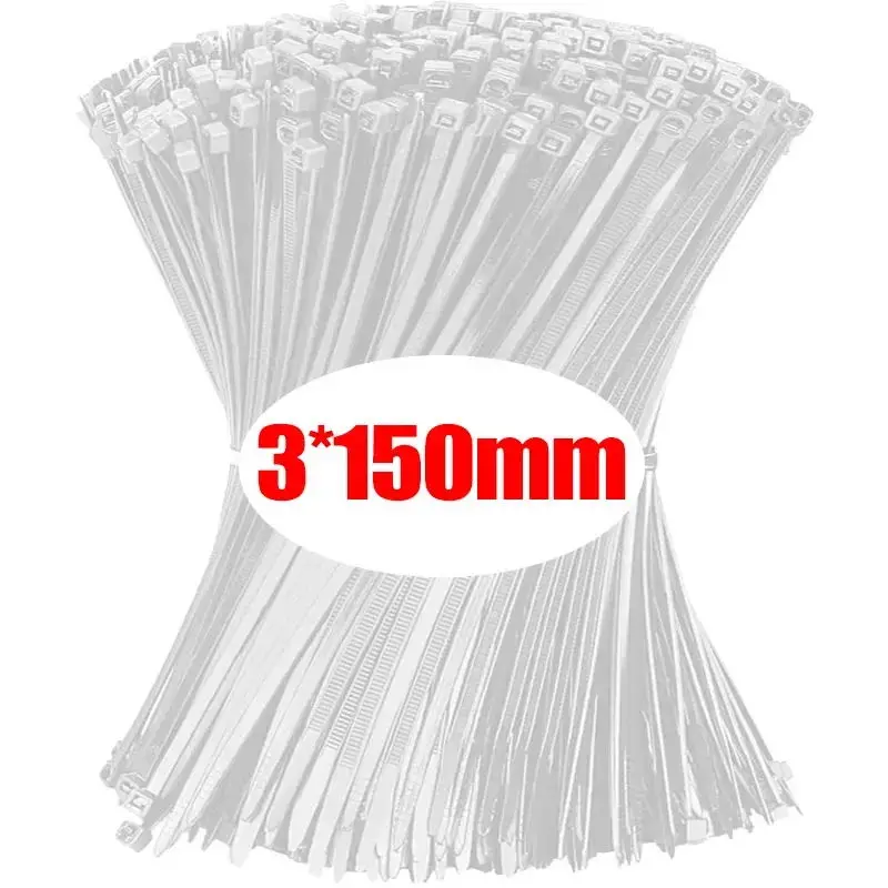 1000/100 Stück Nylon-Kabelbinder, selbstverriegelnde Kabelbinder, verstellbare Kabelbefestigungen, Kunststoffklemmen, hitzebeständige Drahtbinder