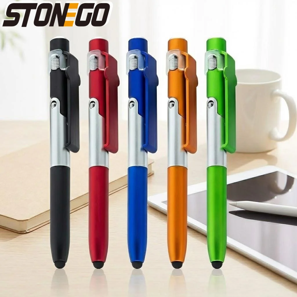 Faltbarer Multifunktions-Kugelschreiber mit Stylus, Taschenlampe und Handyständer 4-in-1 für Tablet und Mobiltelefon Büro- und Schulbedarf