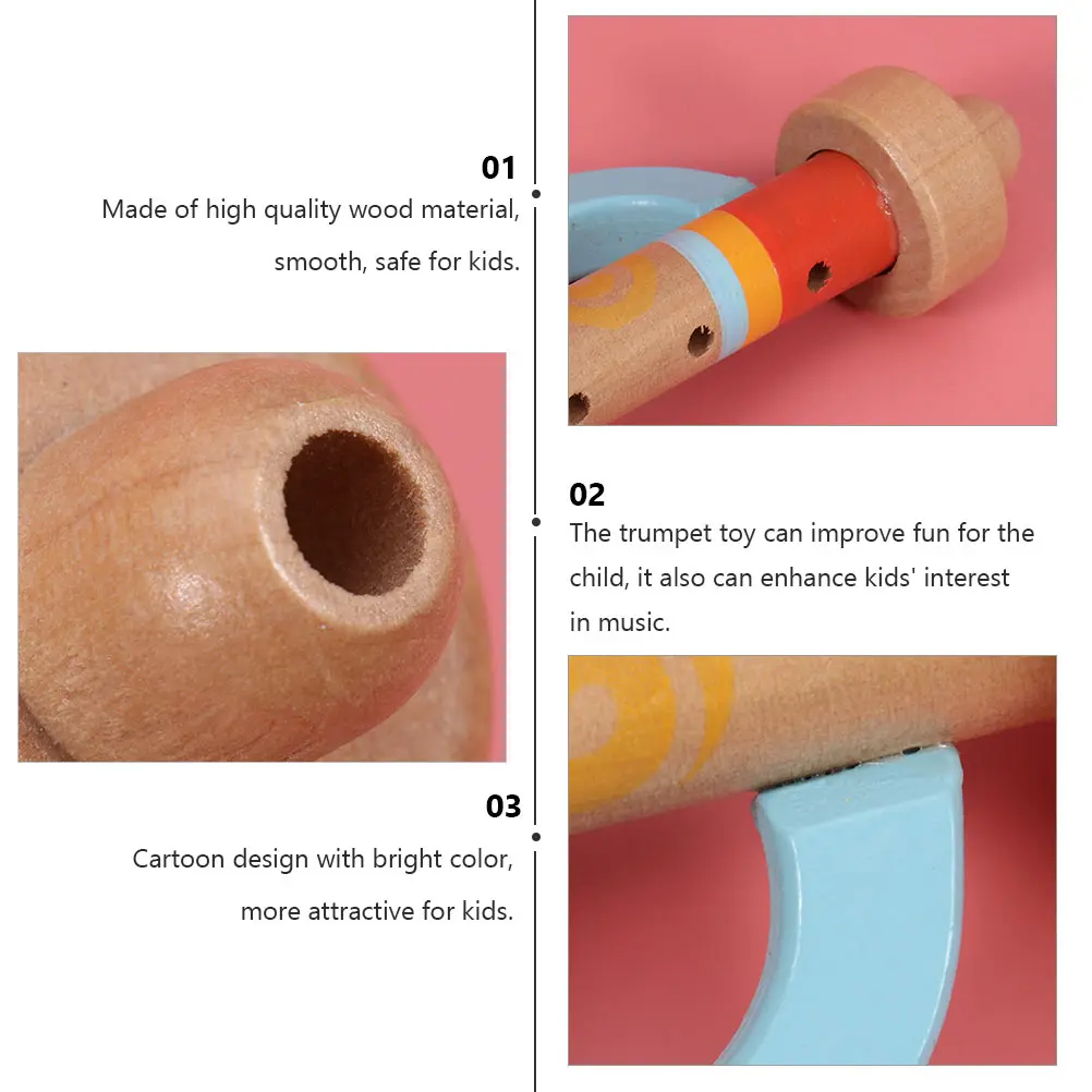 2 szt. Drewniane trąbki dla dzieci, instrumenty muzyczne, kolorowe, bezpieczne materiały, wczesna edukacja muzyczna, prezent, drewniana trąbka