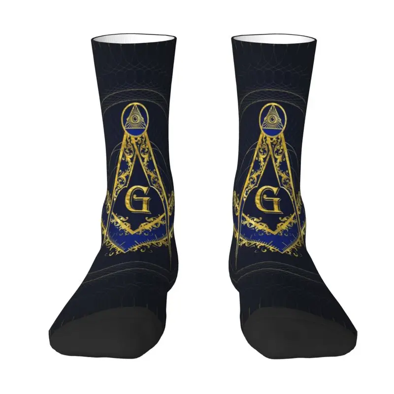 Freemasonry Masonic Symbol Mens Crew Socks Unisex Novelty 3D Printing Freemason Dress Socks