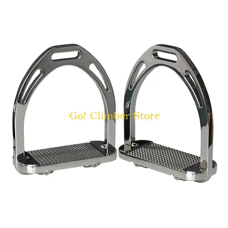 Q84C 1 Pair of Horse Riding Stirrups with Electroplated Aluminum Bodies, Integrated Frames, and Textured Foot Surfaces
